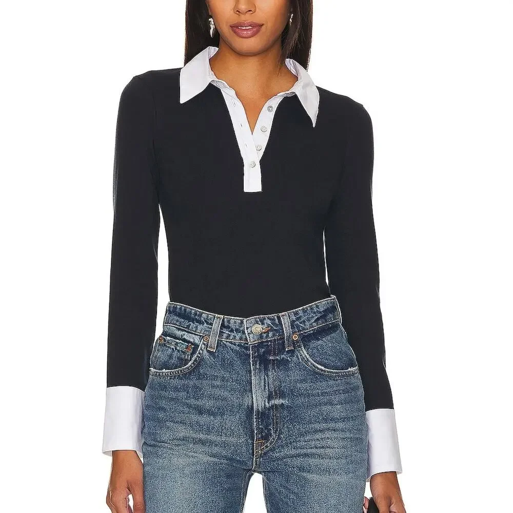Cinq A Sept Contrast Navy And White Jaden Top Size S